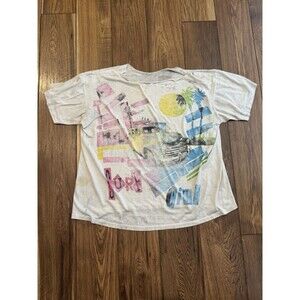 Vintage 80s 90s Speed Limit Seventy Single Stitch White AOP Beach Cut Tshirt XL